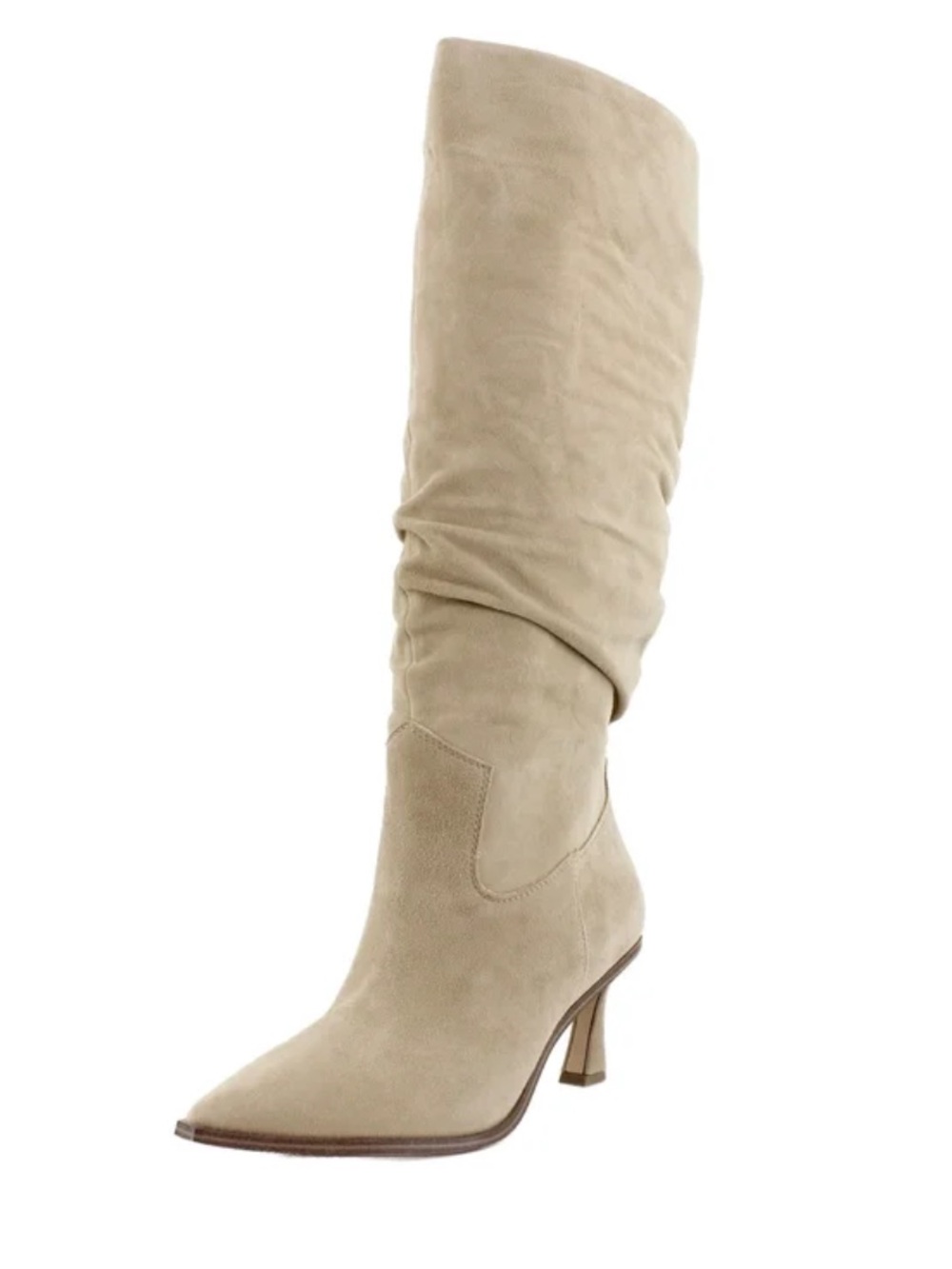Nordstrom ivory cream suede slouch boot kitten heel pointed toe 7.5